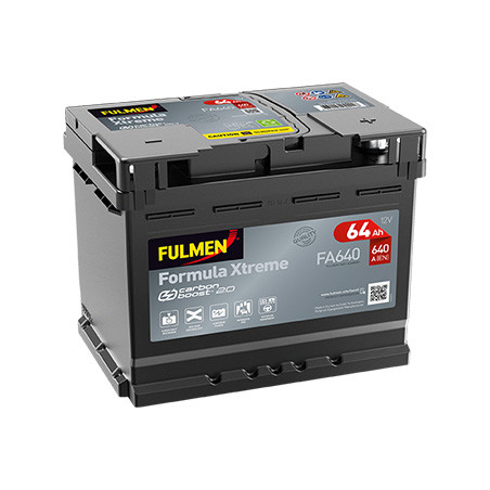 Fulmen Batterie Voiture FA640 12V 64Ah 640A - Technologie Xtreme Carbon Boost