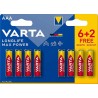 VARTA BLISTER 8 PILES (6+2 offertes) ALCALINES LONGLIFE MAX POWER AAA