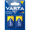 VARTA BLISTER 2 PILES ALCALINE LONGLIFE POWER 9V